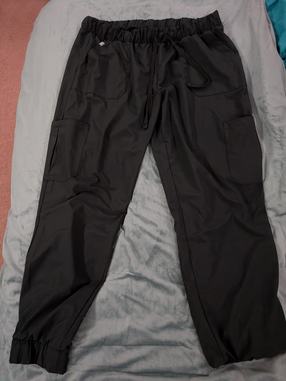 Hanes Black Cargo Joggers with Elastic Waist and Ankle Cuffs